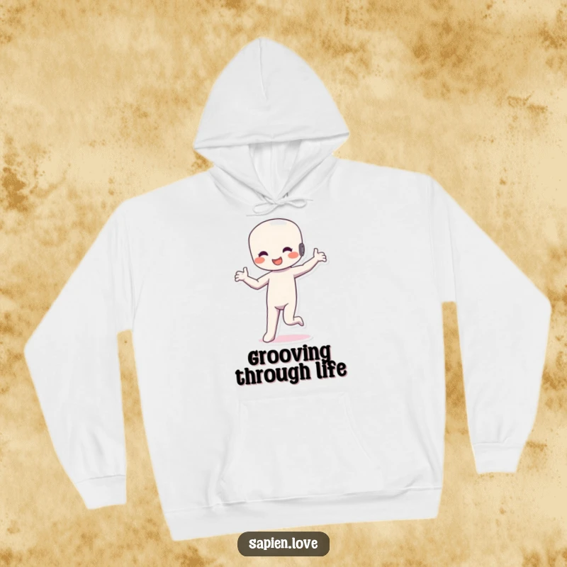 Funny Dancing Figure Hoodie: A happy, flexible humanoid dancing sillily, offering cozy warmth and humorous rhythmic expression.