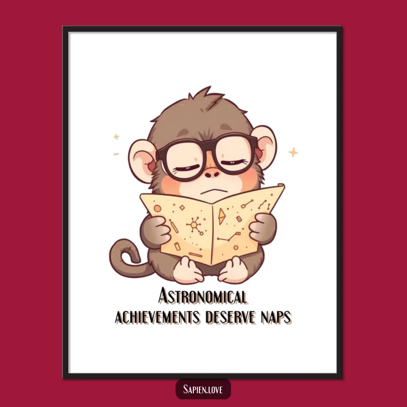 Funny Free Printable Wall Art: Sleepy Star Gazer - Whimsical Downloadable Decor