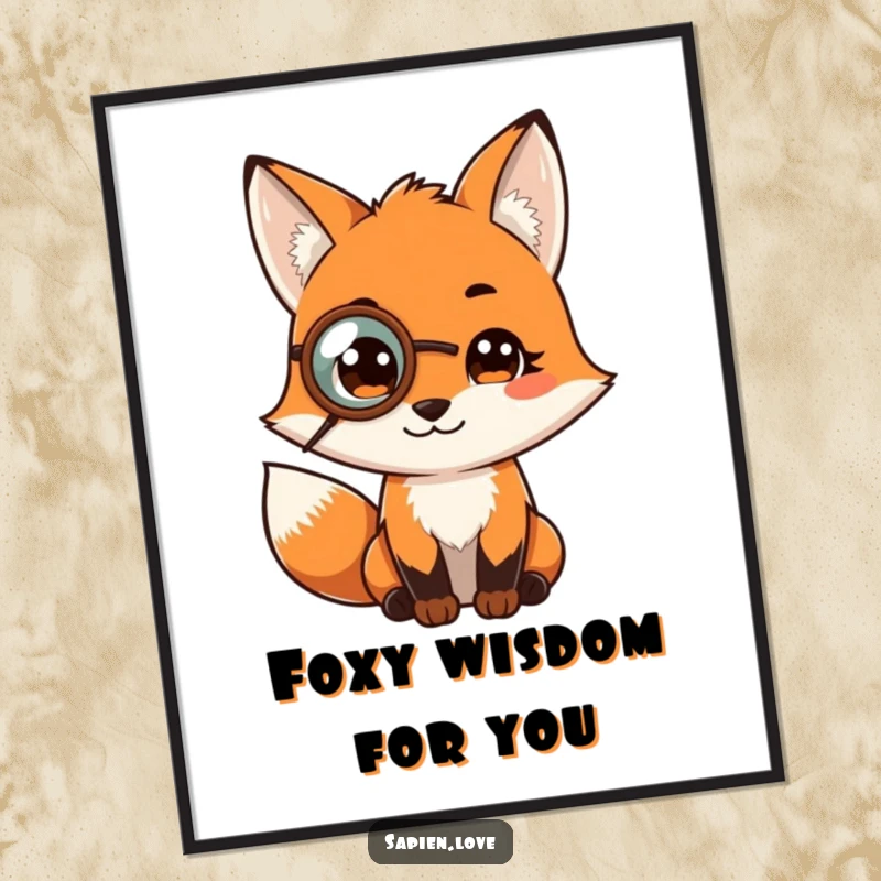 Funny Free Printable Wall Art: A fox character wearing a monocle looks incredibly wise and sophisticated.