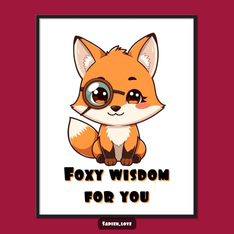 Funny Free Printable Fox Wall Art: Wise Owl Downloadable Decor Gift