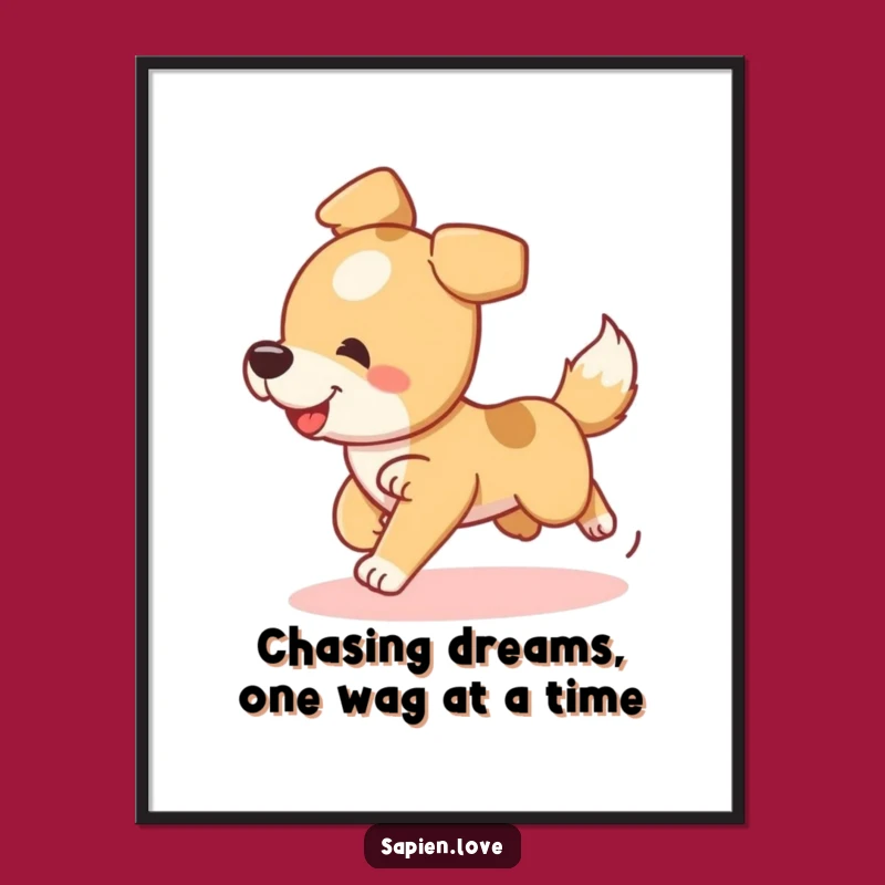 Free Printable Dog Wall Art - Playful Tail Chaser Downloadable Decor