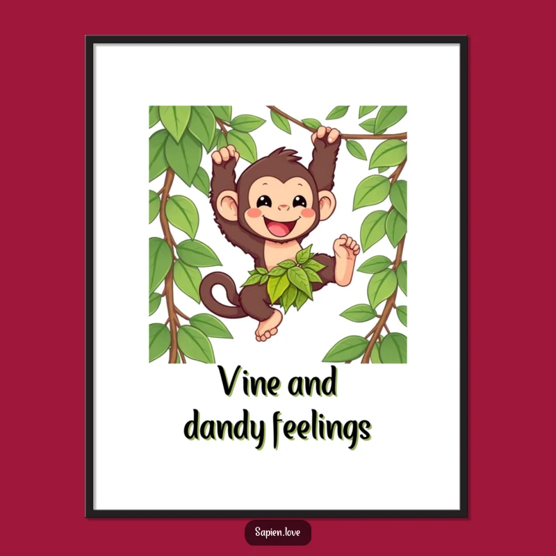 Free Printable Swinging Primate Wall Art - Fun Downloadable Jungle Decor