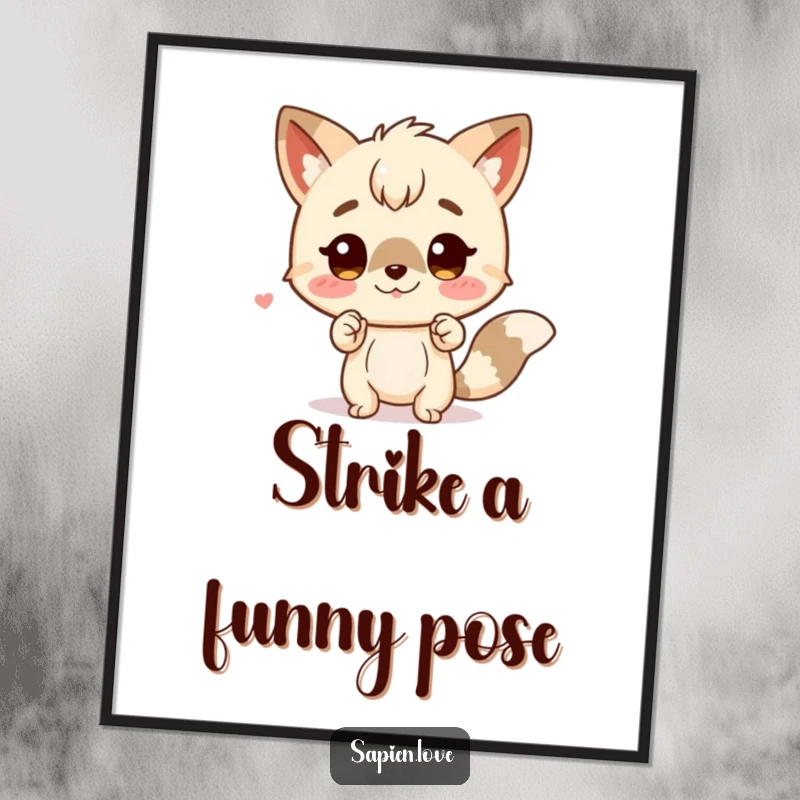 Funny Free Printable Wall Art: Charming animal character striking a unique and humorous pose with personality.