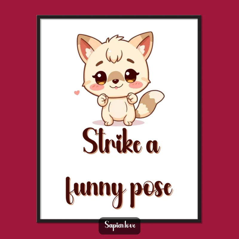 Free Printable Wall Art: Charming Animal Character's Funny Pose!