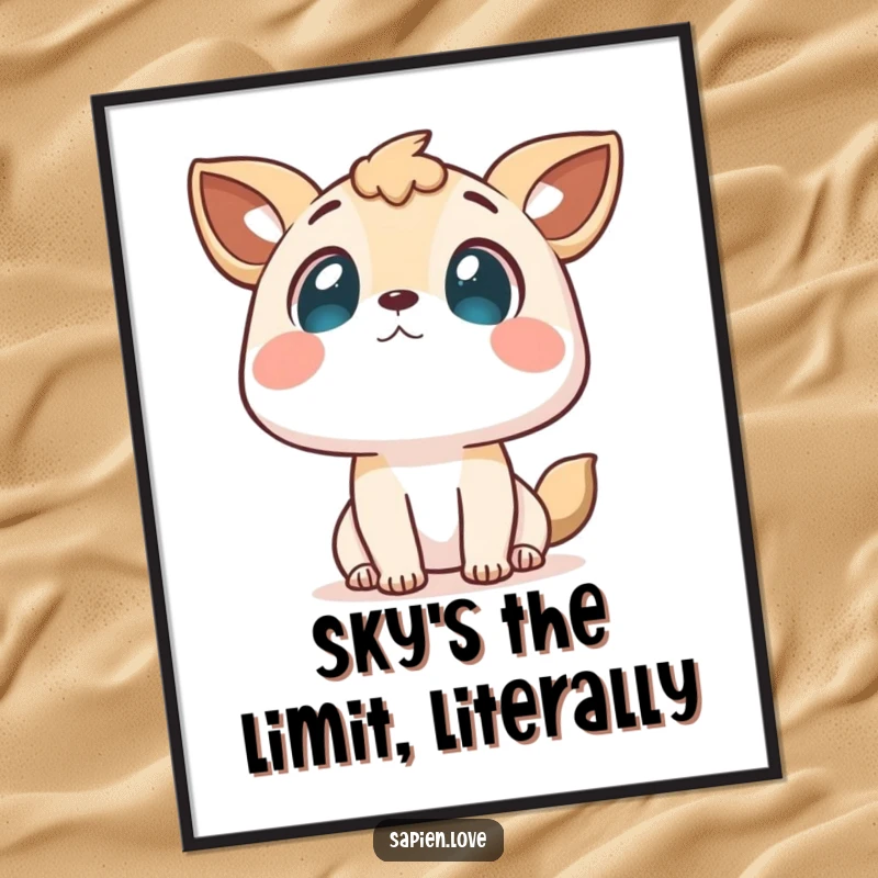 Funny Free Printable Wall Art: Curious character with animal features gazing thoughtfully at a vast, starry sky.