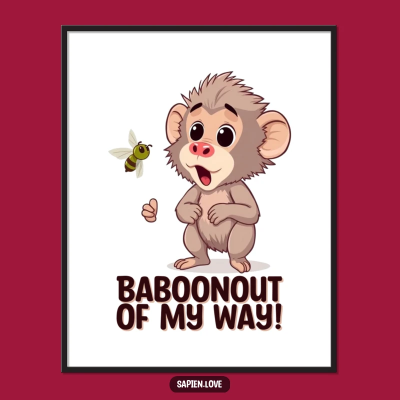 Free Printable Wall Art: Startled Kawaii Baboon Insect - Humorous Downloadable Decor!