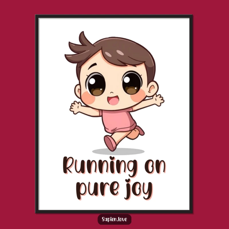 Funny Free Printable Wall Art: Energetic Kawaii Runner Joyful Downloadable Decor