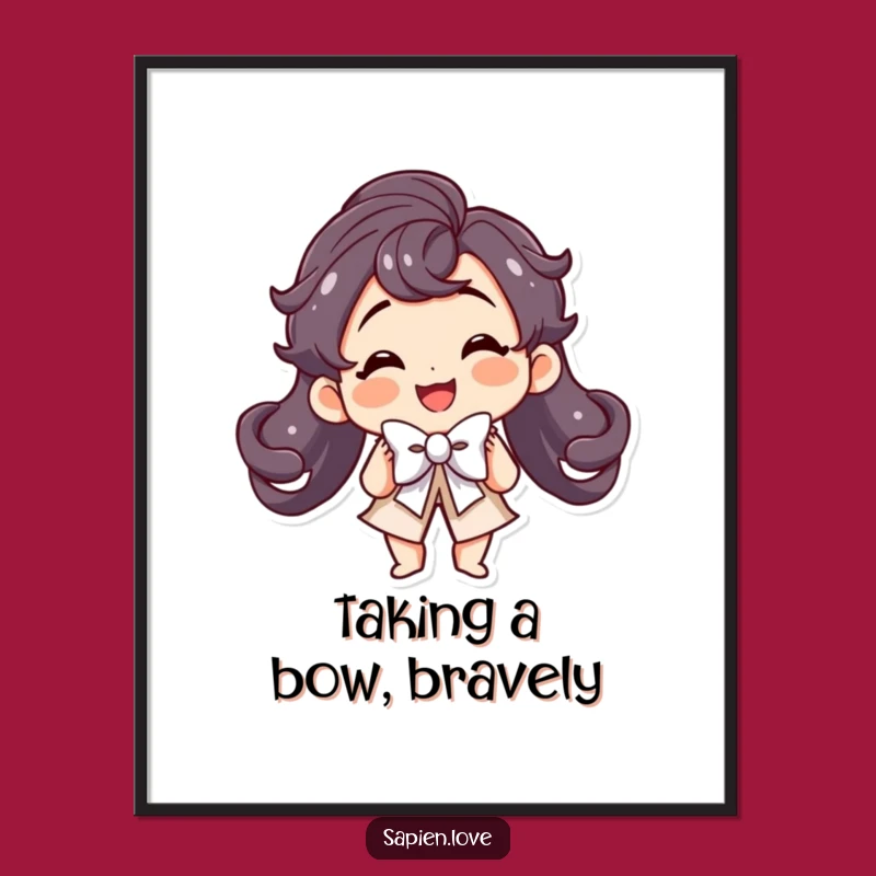 Funny Free Printable Wall Art: Kawaii Bow Masterpiece Humorous Downloadable Decor