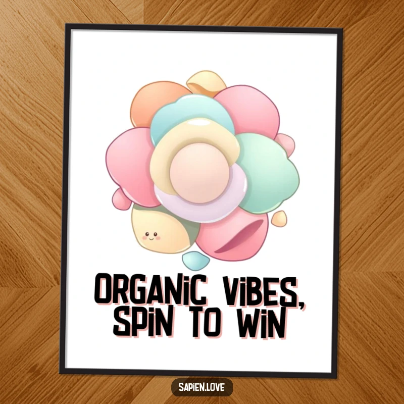 Funny Free Printable Wall Art: A cluster of smooth, organic shapes are gently floating and spinning in unison, creating a mesmerizing effect.