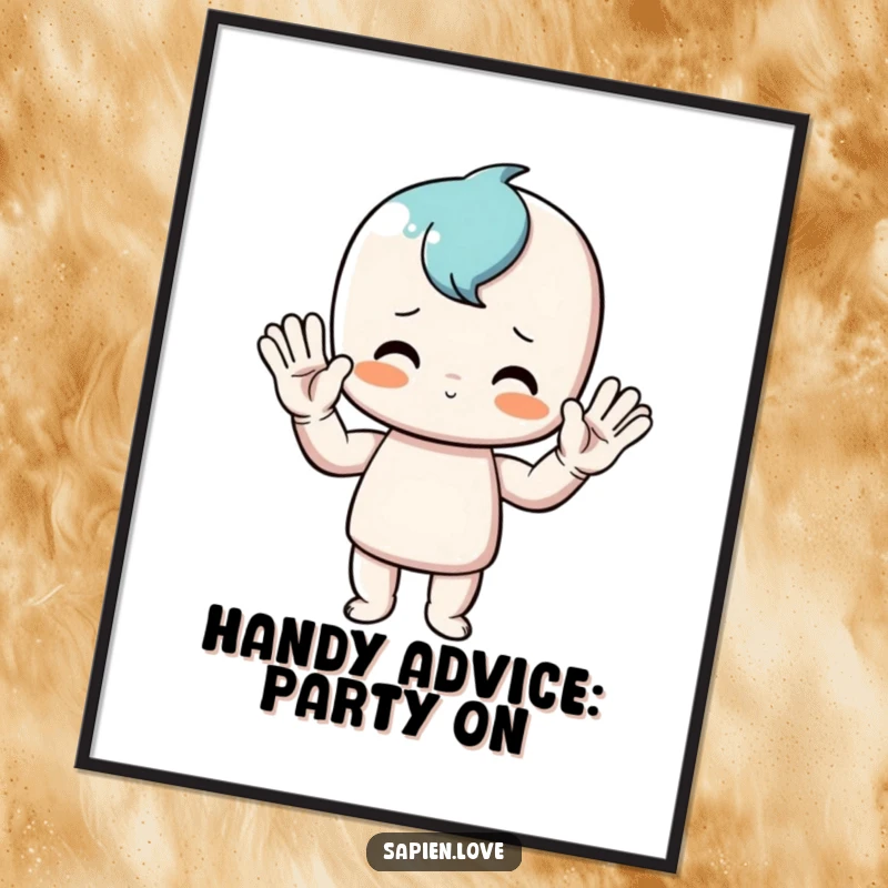 Quirky free printable wall art depicting a funny character doing an enormous, exaggerated wave, bringing vibrant energy and humor to any room.