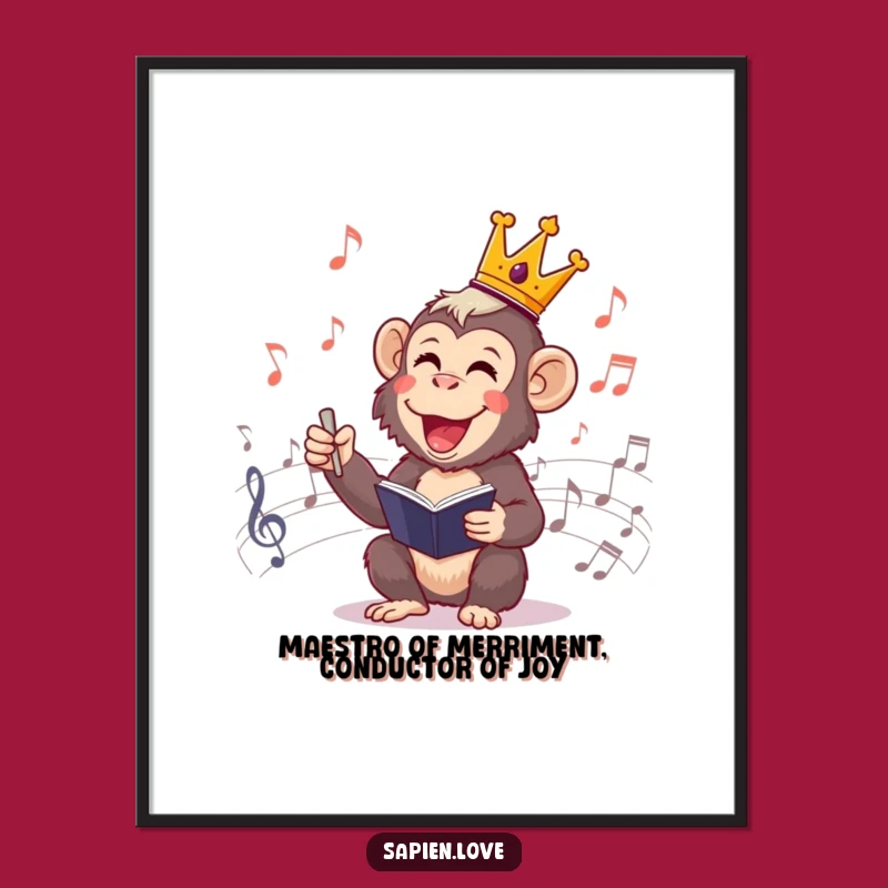 Free Printable Wall Art: Musical Primate Conductor Poster - Downloadable Decor