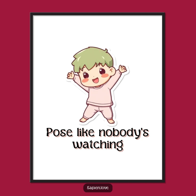 Free Kawaii Wall Art: Playful Figure in a Dynamic Pose!