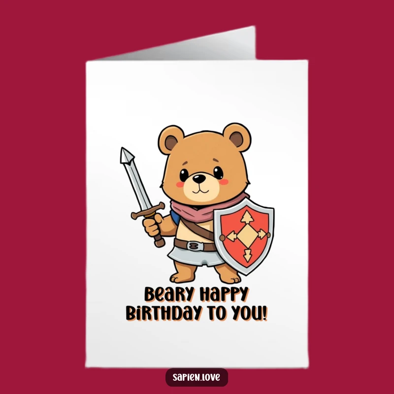Brave Free Printable Bear Birthday Card: Knight of Fun Downloadable Gift