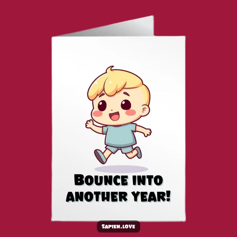 Free Printable Birthday Card: Excited Character Bounces with Birthday Joy!