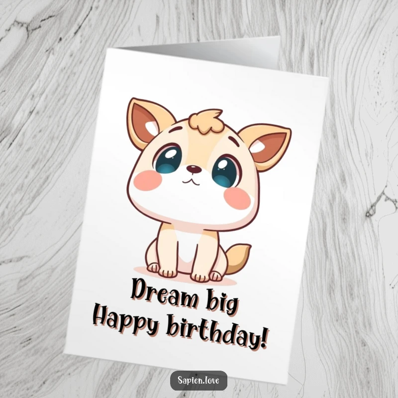 Funny Free Printable Birthday Card: Curious animal-featured character gazing upwards at the sky with wonder and awe.