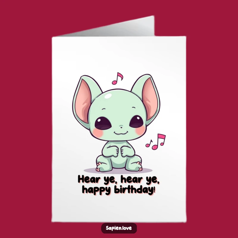 Free Printable Bday Alien Card: Big Ears Music Lover Funny Downloadable Gift