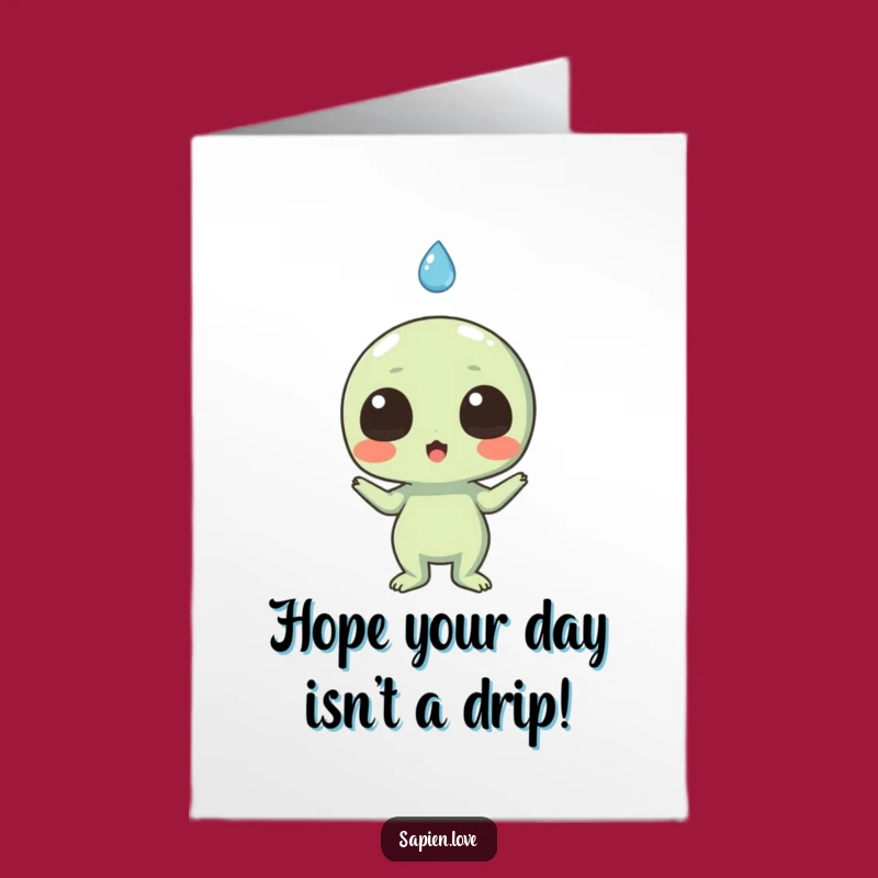 Free Printable Bday Alien Card: Surprised by Raindrop Funny Downloadable Gift