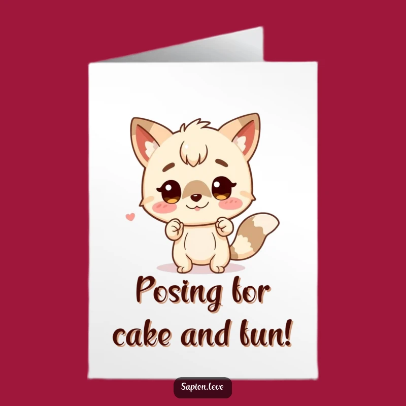 Free Printable Birthday Card: Charming Animal Character Funny Pose for Celebration!