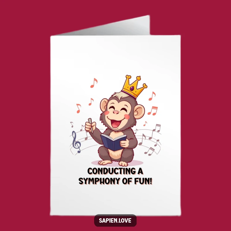 Free Printable Birthday Card: Cheerful Monkey Conductor for a Joyful Celebration - Downloadable