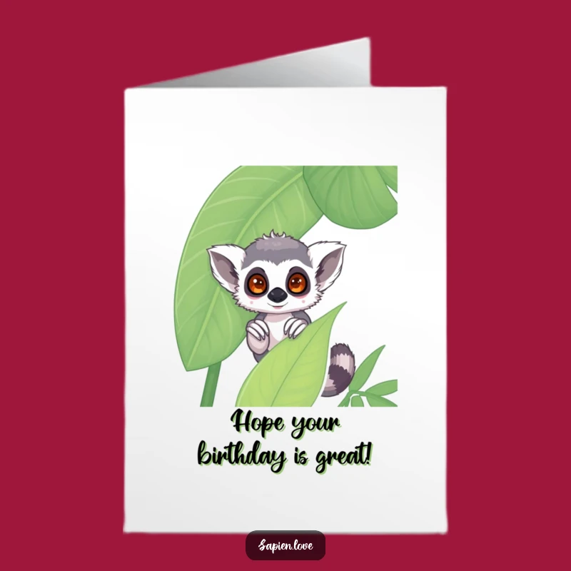 Free Printable Shy Lemur Birthday Card - Cute Downloadable Greeting