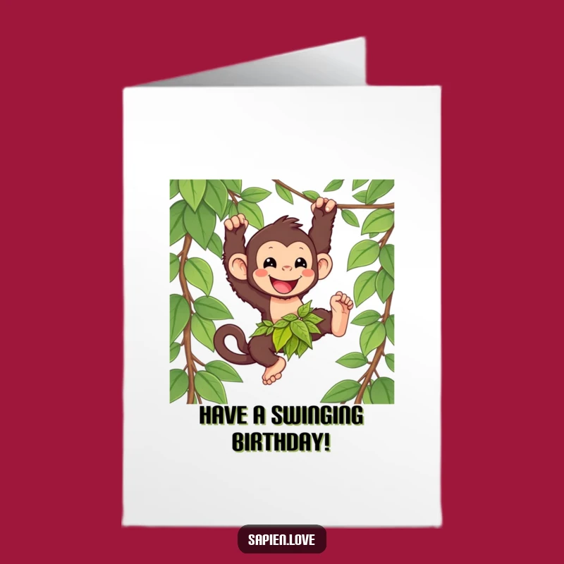 Free Printable Swinging Primate Birthday Card - Fun Downloadable Greeting
