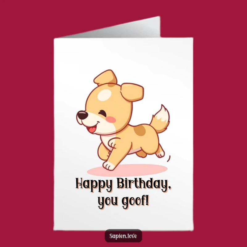 Free Printable Funny Dog Birthday Card - Tail Chasing Pup Downloadable Greeting