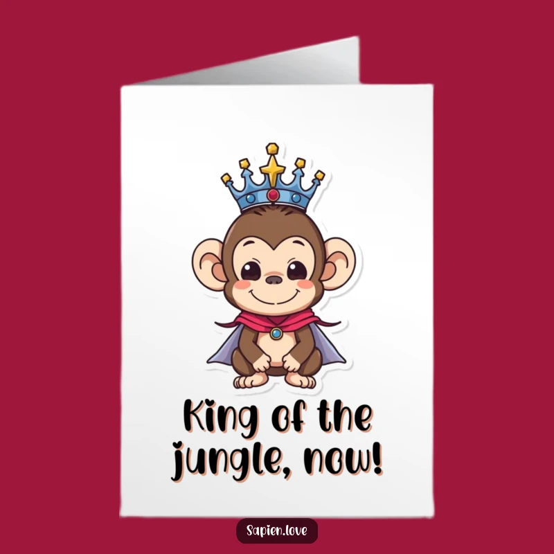 Royal Free Printable Monkey Birthday Card: King of Fun Downloadable Gift