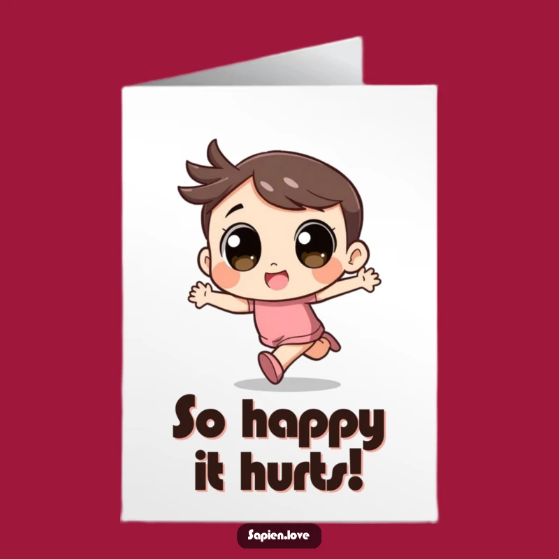 Free Printable Birthday Card: Exuberant Kawaii Runner Excitement Humor Downloadable