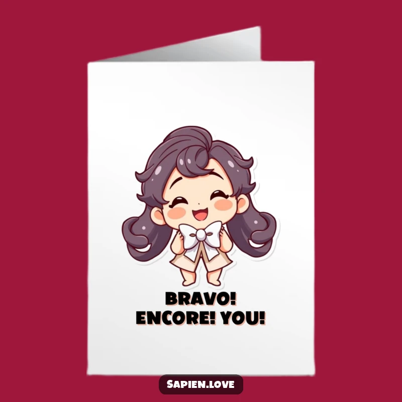 Free Printable Congrats Card: Kawaii Bow Flourish Celebration Humor Downloadable