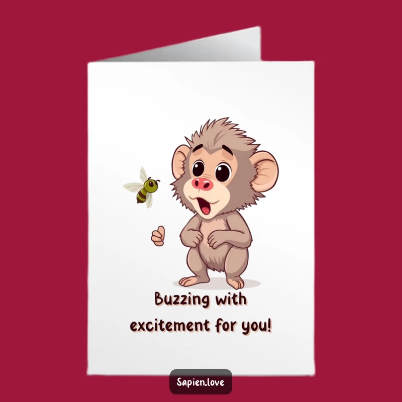 Free Printable Congrats Card: Shocked Kawaii Baboon Insect - Downloadable Surprise!
