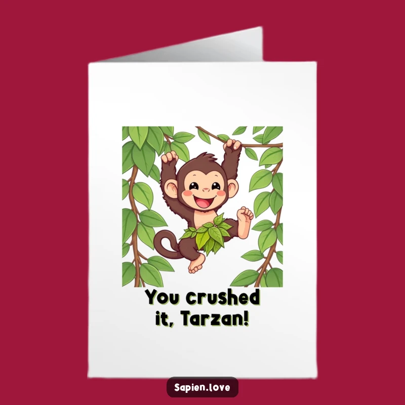 Free Printable Swinging Primate Congrats Card - Jungle Downloadable Celebration
