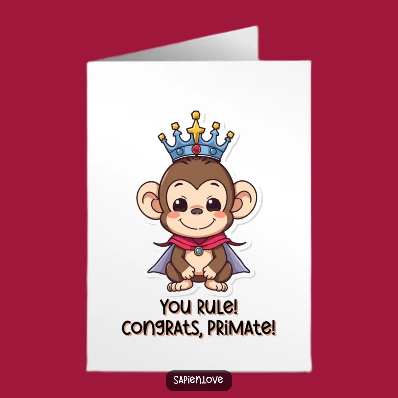 Triumphant Free Printable Monkey Congrats Card: Regal Ruler Downloadable Gift