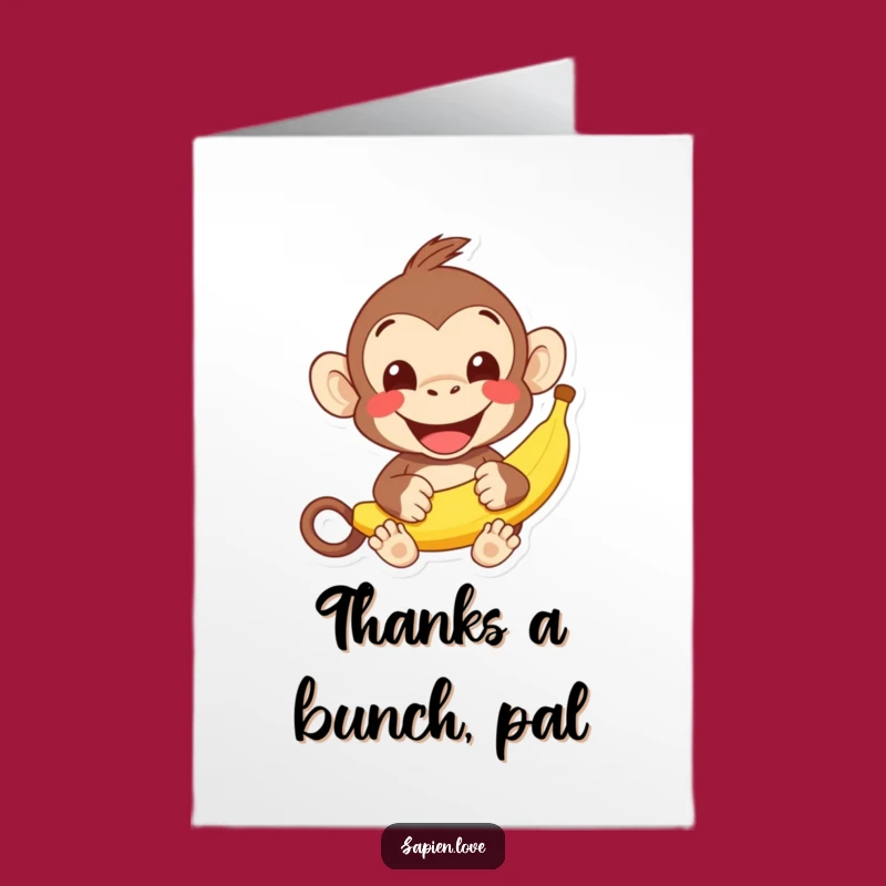 Free Printable Monkey Banana Thank You Card - Grinning Downloadable Gratitude