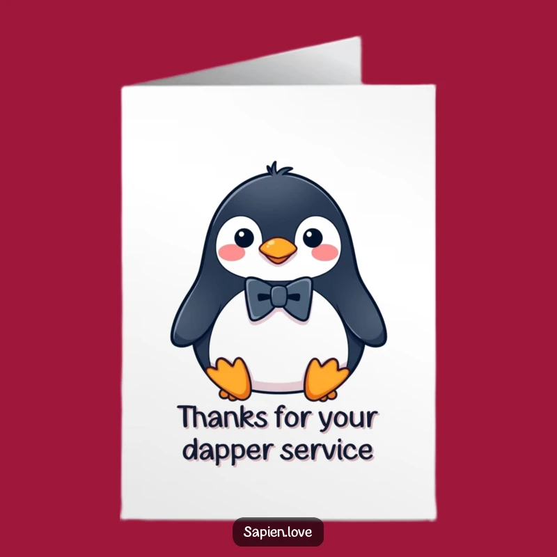 Free Printable Penguin Thank You Card: Bowtie Penguin Downloadable Greeting!