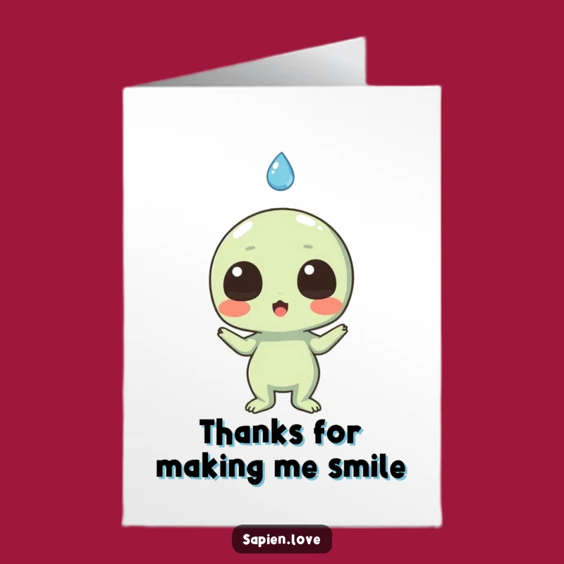 Free Printable Thank You Alien Card: Raindrop Surprise Funny Downloadable Gift