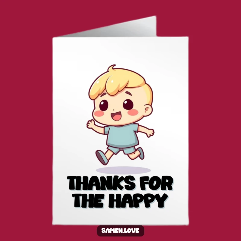 Free Printable Thank You Card: Excited Character Bounces with Gratitude!