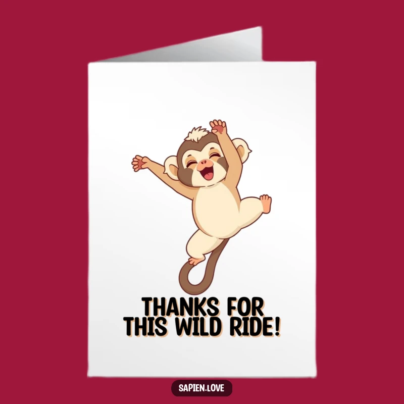 Free Printable Thank You Card: Giggling Kawaii Gibbon Flip - Downloadable Gratitude!