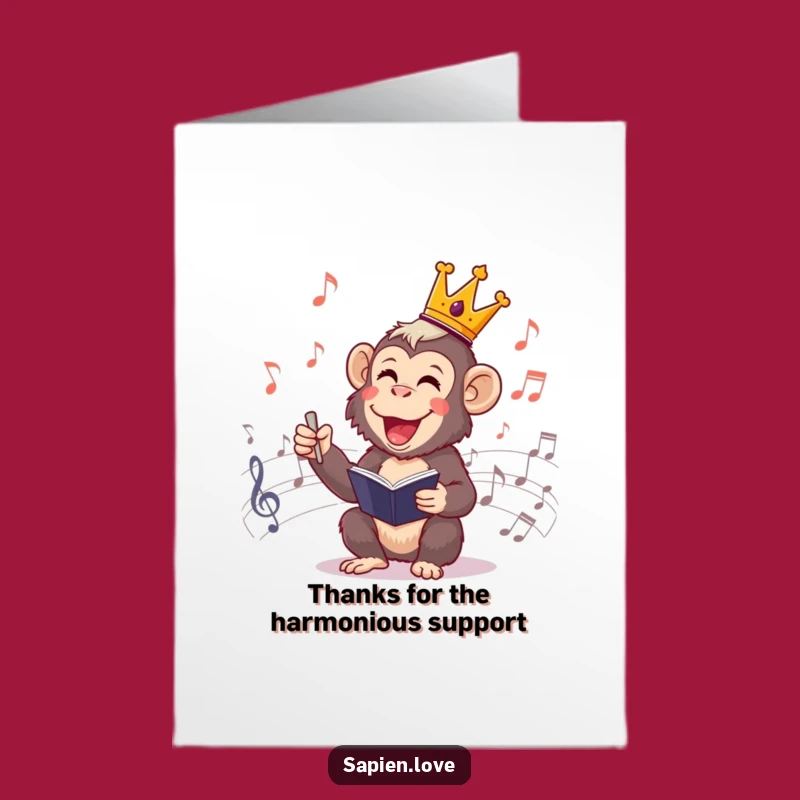 Free Printable Thank You Card: Grateful Monkey Maestro Says Thanks - Downloadable