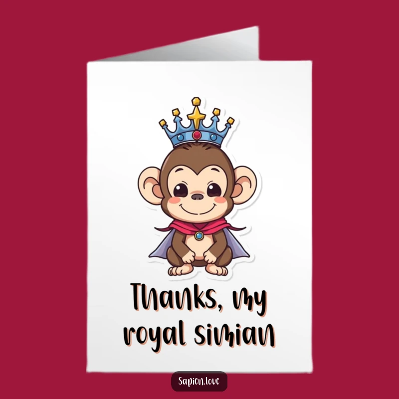 Gracious Free Printable Monkey Thanks Card: Kingly Appreciation Downloadable Gift