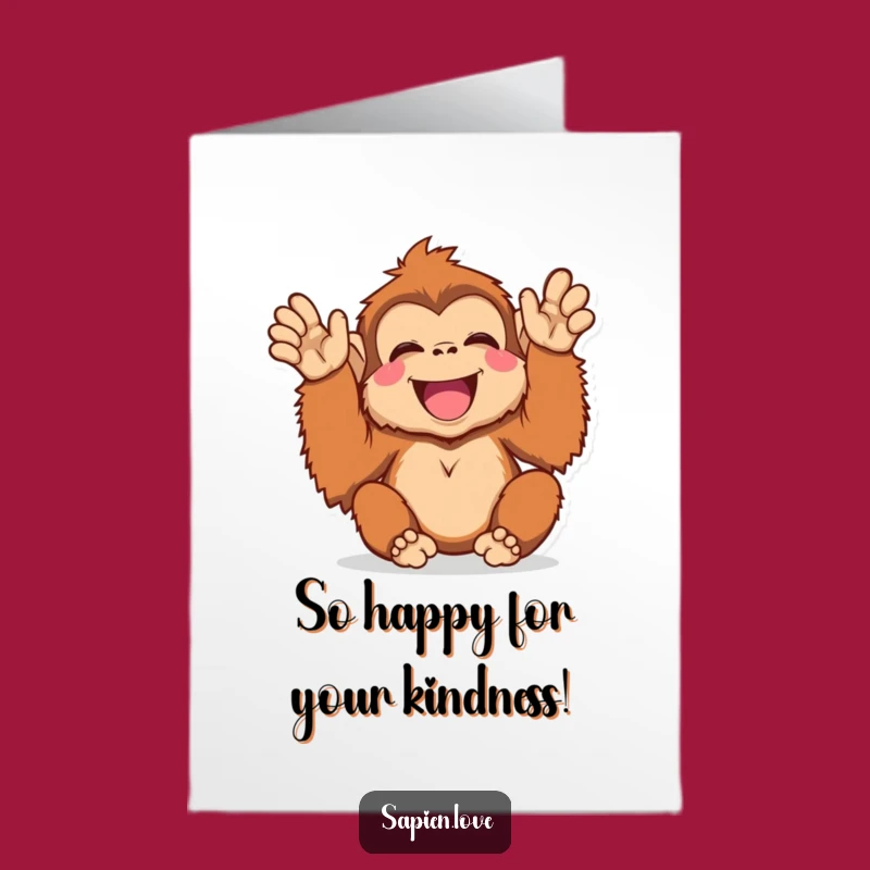 Free Printable Thank You Card: Cheerful Kawaii Orangutan Clapping - Downloadable Gratitude!
