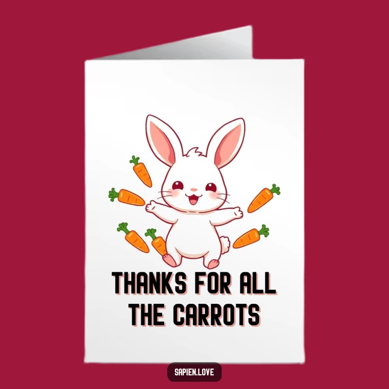 Grateful Free Printable Rabbit Thanks Card: Juggling Thanks Downloadable Gift