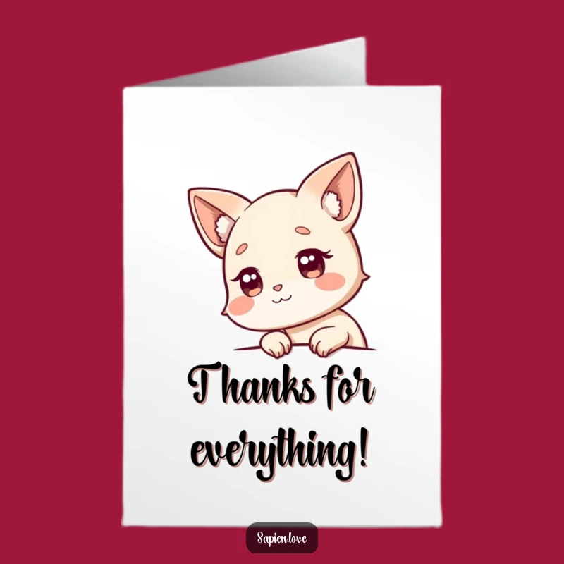 Free Printable Thank You Card: Curious Animal Ears Sending Thanks