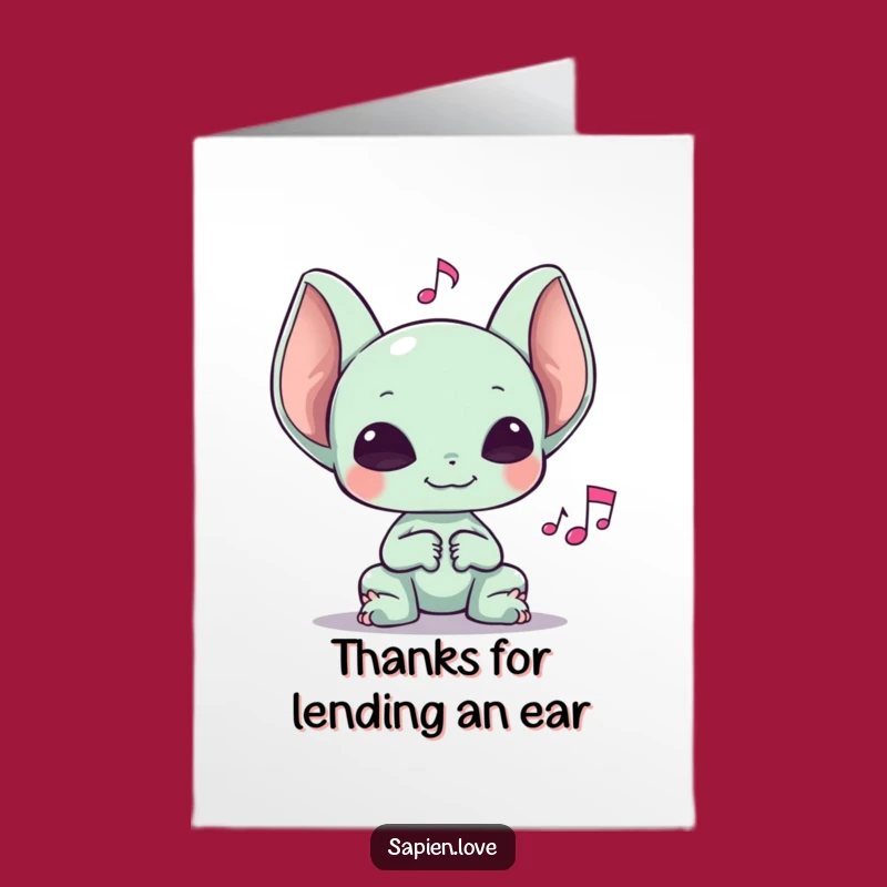 Free Printable Thank You Alien Card: Big Ears Music Funny Downloadable Gift