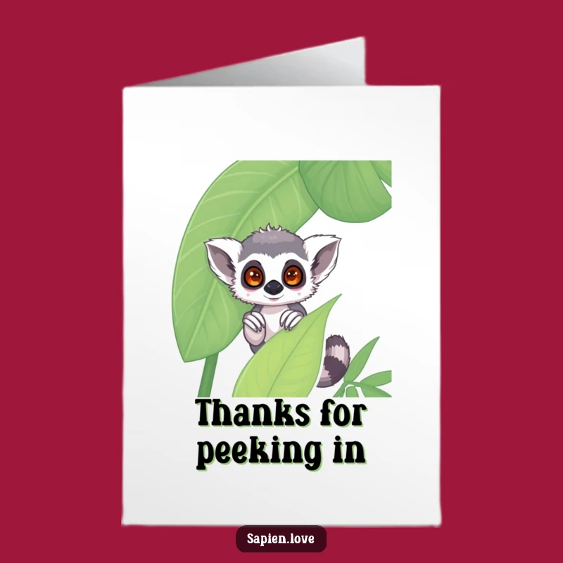 Free Printable Shy Lemur Thank You Card - Gentle Downloadable Gratitude