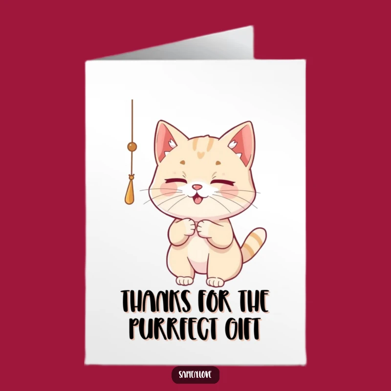 Free Printable Cat Thank You Card - String Batting Feline Downloadable