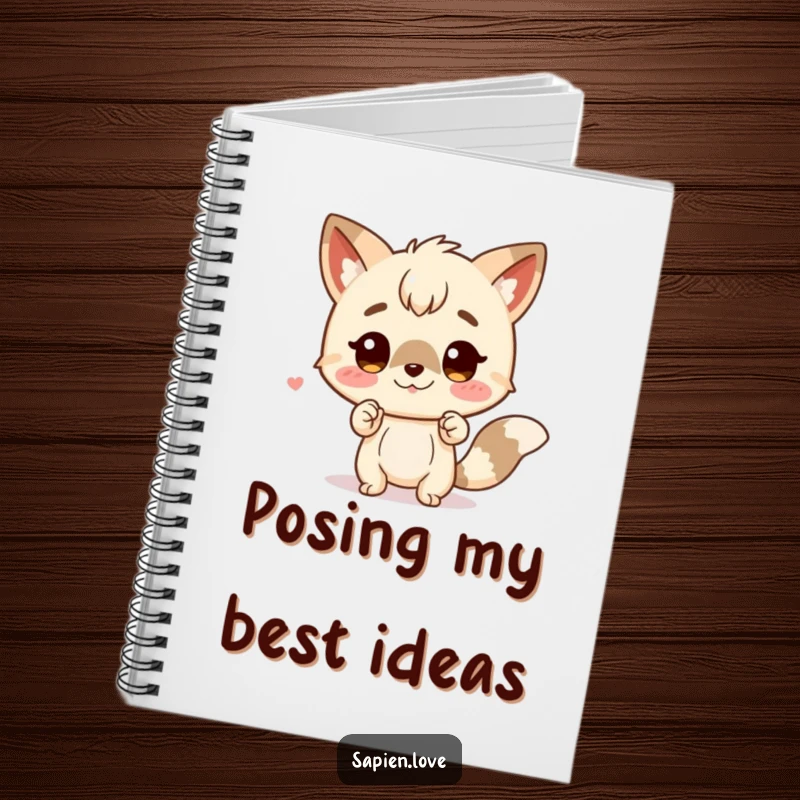 Funny notebook featuring a charming character with animal traits striking a funny pose. A fun funny gift for note-taking.