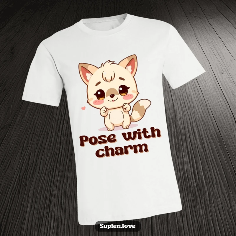 Funny t-shirt featuring a charming character with animal traits striking a funny, memorable pose. Ideal for a funny gift.