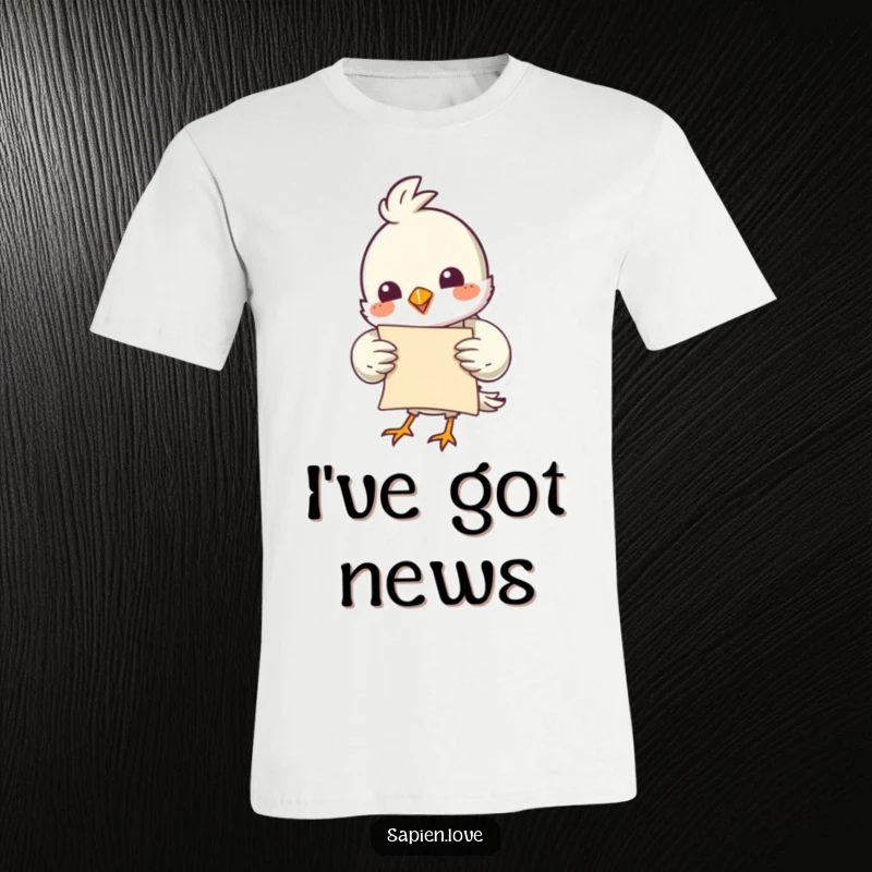 Funny bird character with a rolled parchment, showcasing a whimsical and witty expression on a comfortable t-shirt.