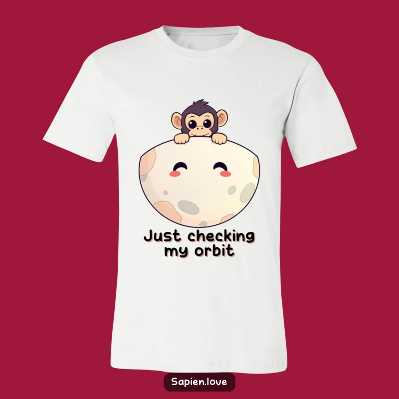 Funny Primate Planet T-Shirt: Curious Monkey Peeking, Hilarious Sci-Fi Tee, Great Funny Gift