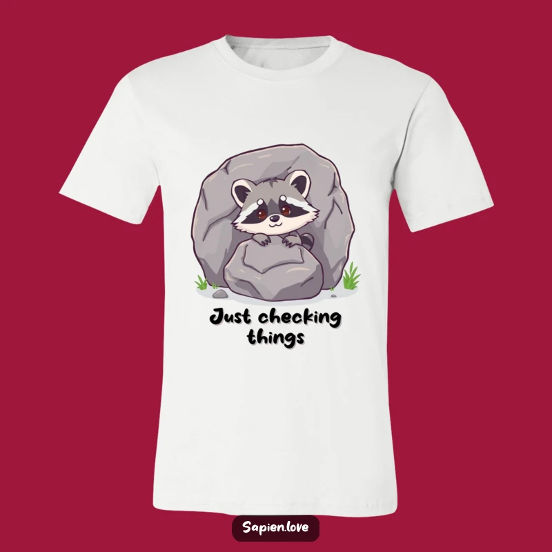Funny Raccoon T-Shirt: Rock Hiding Bandit Tee - Comical Apparel
